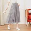 Trendy High-Waisted Sequin Mesh Midi Skirt for Spring/Summer