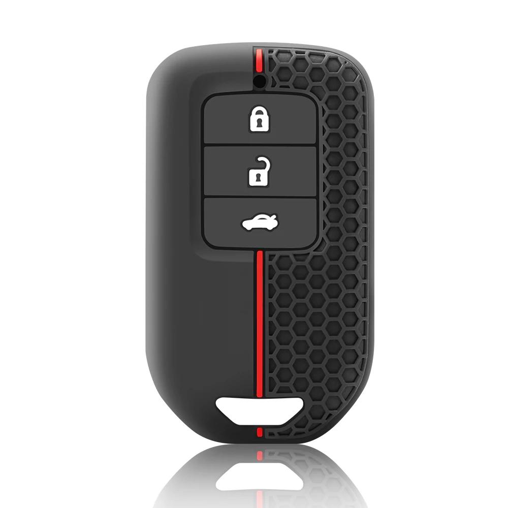 Силиконовый чехол-брелок для ключей автомобиля с 3 кнопками для Honda Fit Gp5 Shuttle Gp8 Jade Vezel City Civic Jazz Brv Чехол для ключа Автоаксессуары