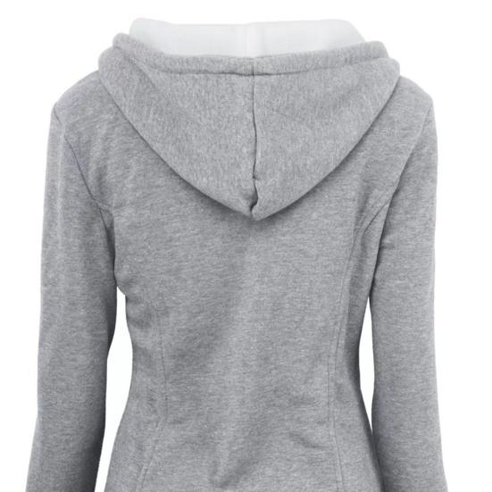 Fall Winter Coat with Side Pockets Solid Color Hooded Horn Button Closure Long Sleeve