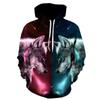 Spring and Autumn New Anime Wolf and Tiger Series 3D Printing Men's Loose Casual Hooded Sweater