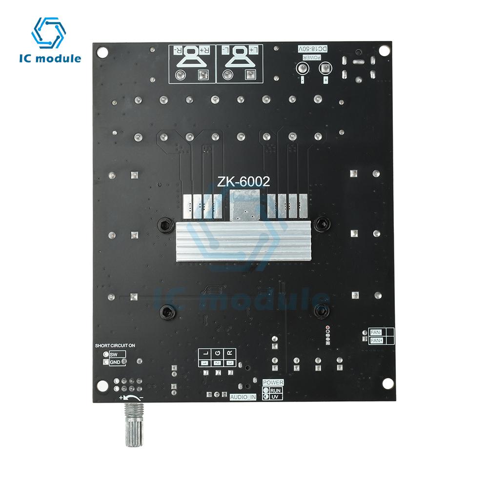 ZK-6002 Плата чистого усилителя мощности постоянного тока 18-50 В TPA3255 600 Вт+600 В 2.0 Двухканальный стереомодуль с регулировкой высоких/низких частот