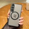 Простой матовый тонкий магнитный чехол с принтом в виде сердца для Samsung S25 S24 FE S23 Ultra S22 S21 A55 A15 A54 A35 A34, прозрачный противоударный чехол для телефона MagSafe