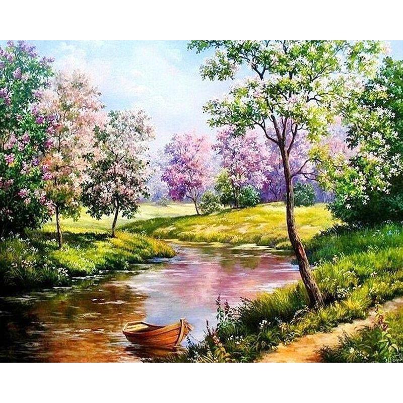 Full Drill Round Diamond Painting 5d Landscape Diy Diamond Embroidery For Adults Home Decoration