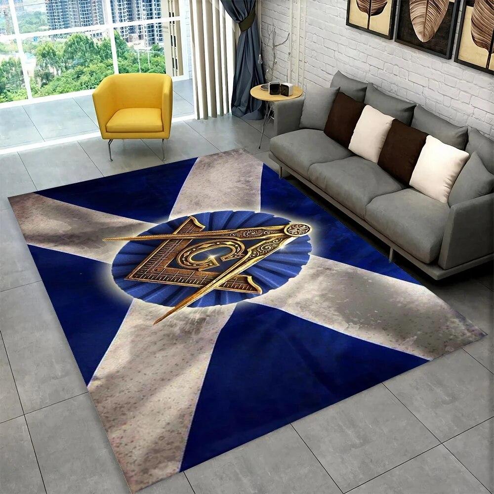 3D Freemason Masonic Illuminati Ring Area Rug,All Seeing Eye Carpet Rug for Living Room Bedroom Doormat Decor,Non-slip Floor Mat