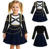 Kids Girls Casual Daily Dress Cute Cartoon Print Long Sleeves Dance Wear Princess Dress 2-12 Years