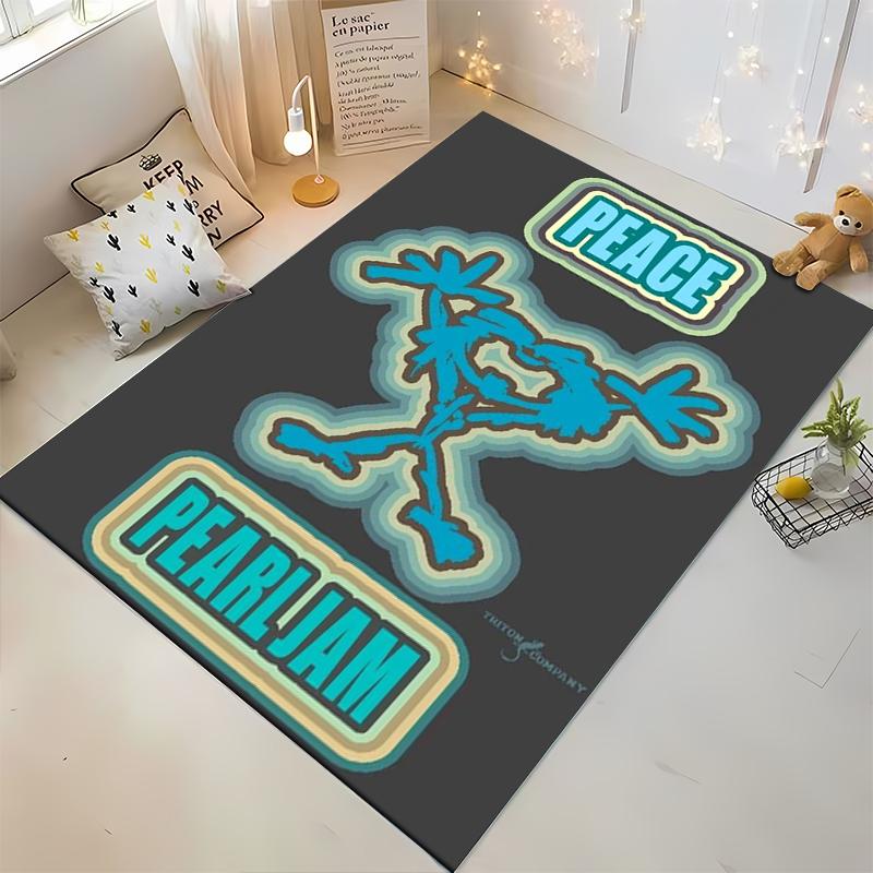 Peace and Pearl Jam Graphic Non-slip rug suitable for living room and bedroom sofas