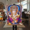 1Pc Ganesha Print Flannel Blanket, High quality Comfortable for All Seasons, Home Decor, Warmth and Comfort, Perfect for Gifts