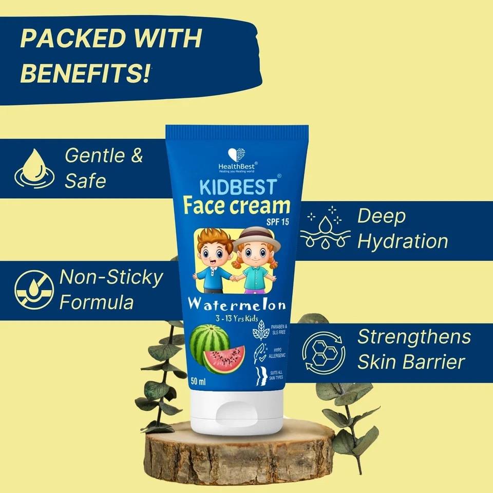 HealthBest Kids Face Cream SPF15 50ml | Sensitive Skin Watermelon