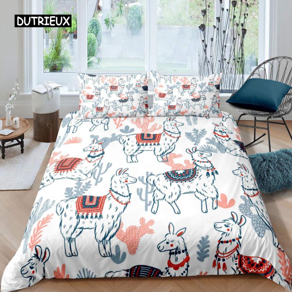 Пододеяльник из альпаки, милый ленивец, кактус, забавное животное, комплект постельного белья из полиэстера с сердечками и рисунком в мультяшном стиле