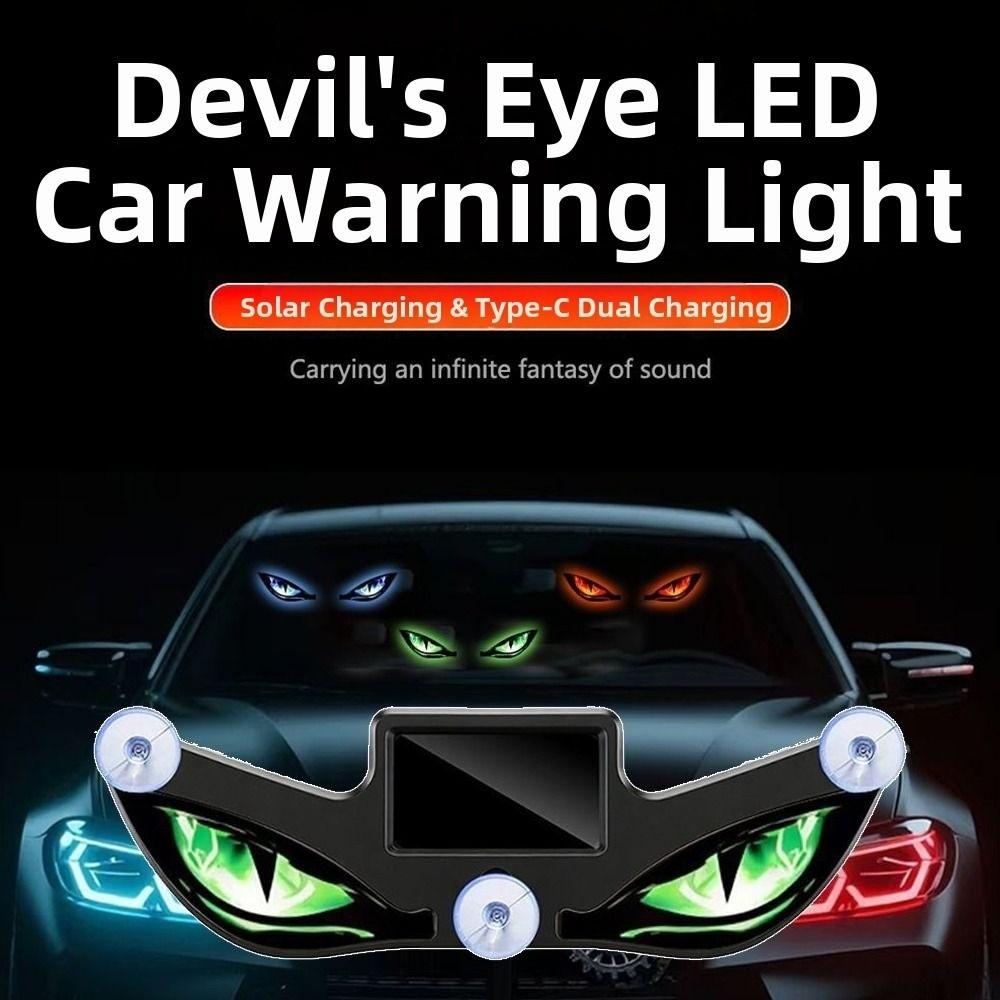 Solar Car Warning Light Suction Cup Evil Eye Light New Vehicle Safety Light