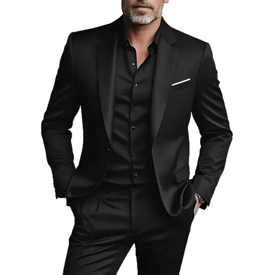 Мужской костюм в корейском стиле, ретро, business casual - Комплект из двух предметов, джентльменский наряд
