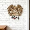 Yousheng Wall Mount Key Holder Wooden Carving Jesus Themed Key Organizer Multi-purpose Home Office Entryway Decorative Key Hanger Rack