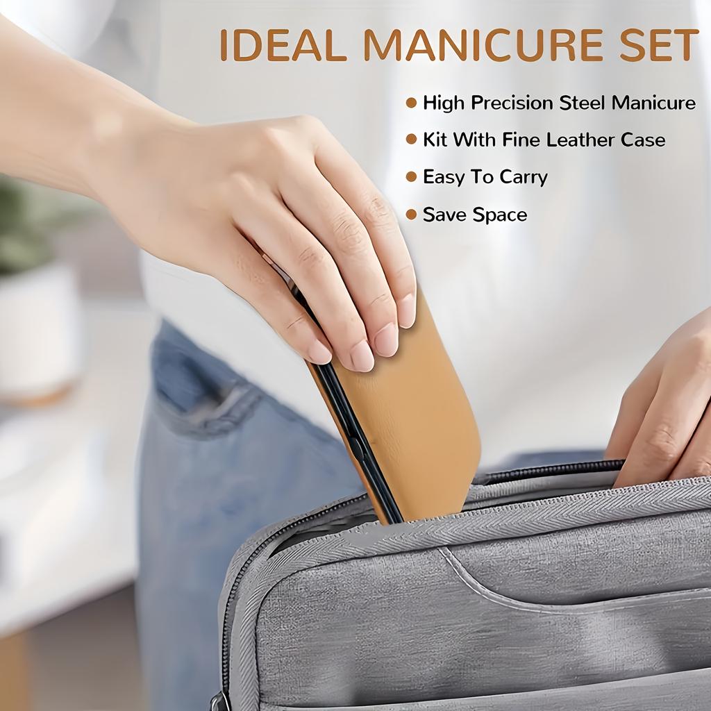 Luxury Nail Clipper Set - Stainless Steel Manicure Pedicure Kit in Case. Perfect Travel Gift for Men & Women.
