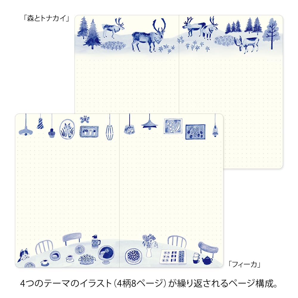 Midori Notebook Yurulog B6 Blue Nordic Pattern 15365006