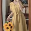 2023 Women's Summer Mori Girl Style Slim Waist Lapel Dress