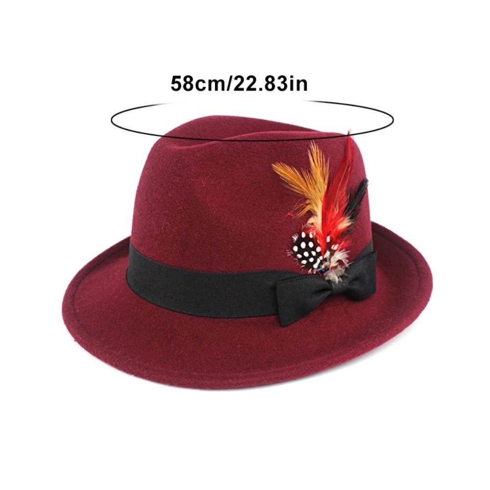 Wild Brim Jazz Hats Имитация шерсти Костюм Кепка для косплея Практичные украшения из перьев Шляпа для улицы