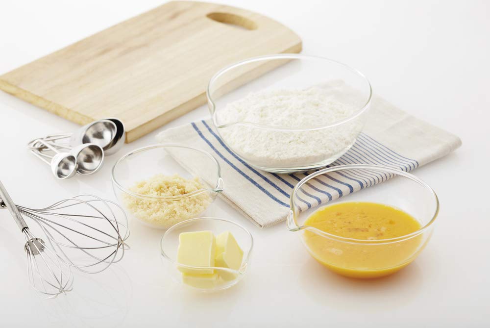 Iwaki AGC Techno Glass Heat Resistant Glass Bowl with Spout 250ml Outer Diameter Safe Wide Mouth Design for Easy Mixing of Ingredients Low Center of