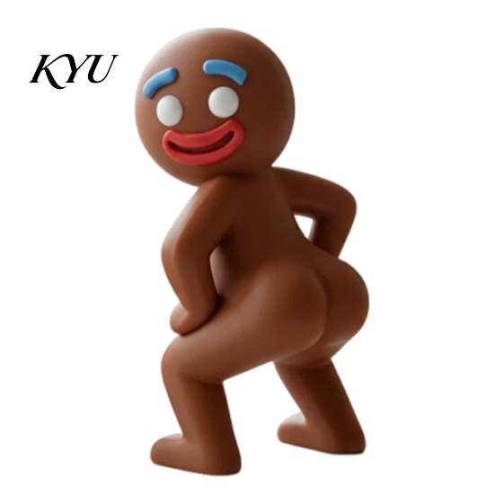 PLA Material Novelty Statue 3D Printed Naked Gingerbread Man Figurine, Funny Twisting Butt Ornament Cute Fun Christmas Tabletop Decor for Home Decor,