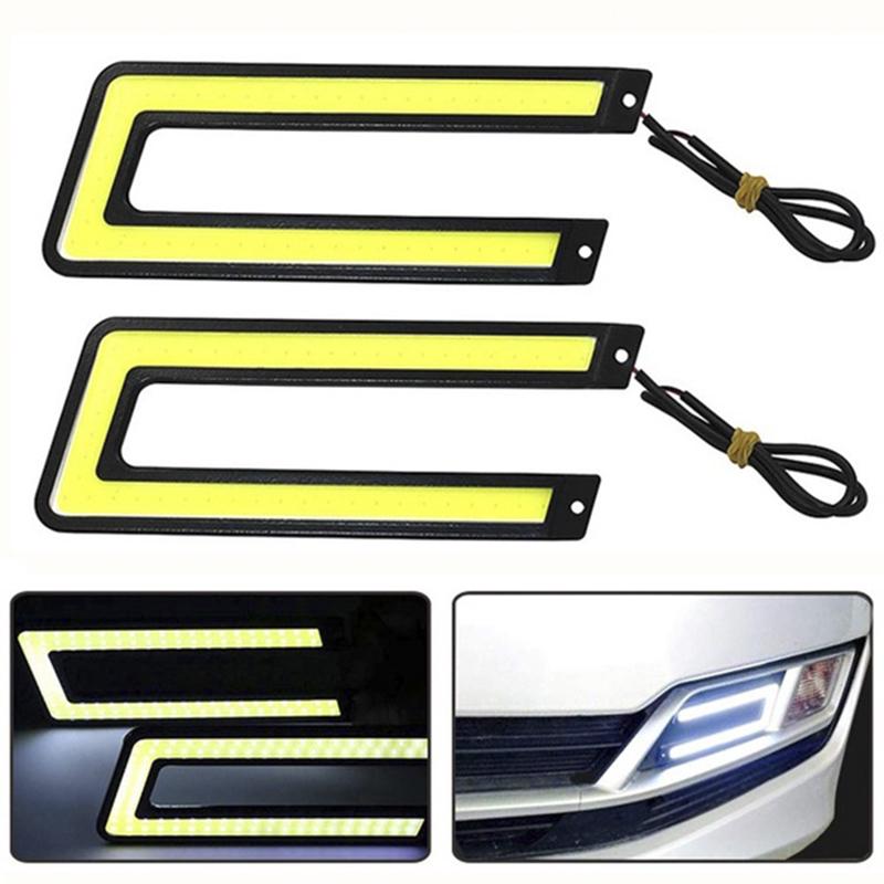 Светодиодные автомобильные фары U-образной формы, COB LED, Дневные ходовые огни, Противотуманные фары, Яркие светодиодные ходовые огни, Аксессуары