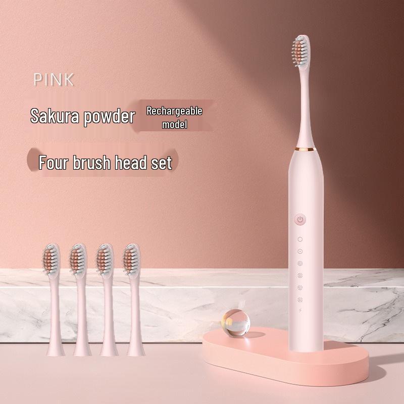 Перезаряжаемая ультразвуковая электрическая зубная щетка с мягкой щетиной для взрослых и детей