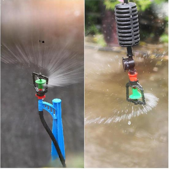 Drip Irrigation Emitters, 10pcs Adjustable 360 Degree Sprinklers with Single Barb Micro Plant Misting Nozzles Sprayer for Greenhouse Garden Patio