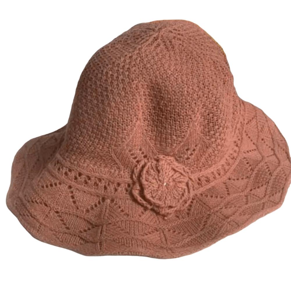 Sweet Knitted Bucket Hat French Style Seaside Beach Cap Fashion Straw Sun Hat Lady