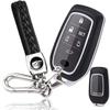 Yoshinari Key Case & Leather Keychain for Toyota-Type Smart Keys (Set, Black, TPU+PC+Leather)