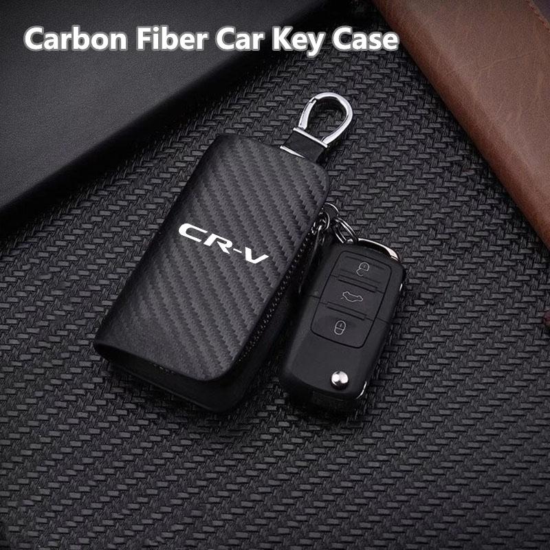 IYXI7 For Honda CRV CR-V 2018 2015 2016 2017 2019 2020 Leather Car Key Protection Shell Bag Carbon Filber Car Key Case