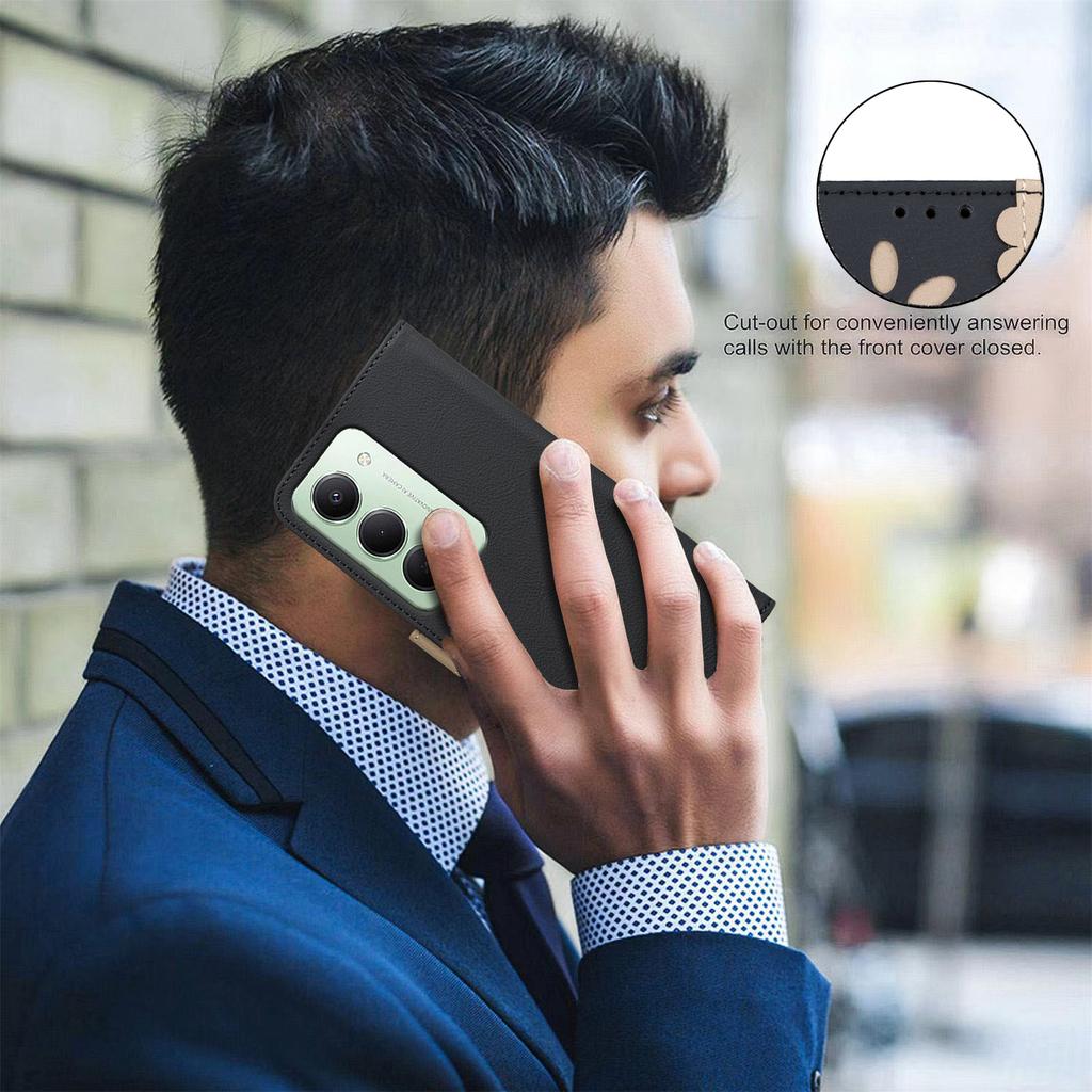 Для Xiaomi Redmi 15 5G (Глобальный) (169 мм) Кожаный чехол BINFEN COLOR BF36 с цветочным узором, чехол для телефона, кошелек с RFID-блокировкой, подставка