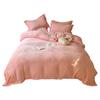 Four Piece Patch Embroidered Coral Velvet Quilt Cover With Thickened Flannel Bed Sheet Quilt Cover In Winter