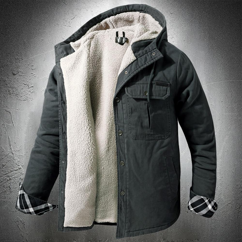 Куртка мужская с капюшоном, осень-зима, повседневное пальто, толстая теплая куртка на флисовой подкладке, мужская модная одежда, куртка с капюшоном