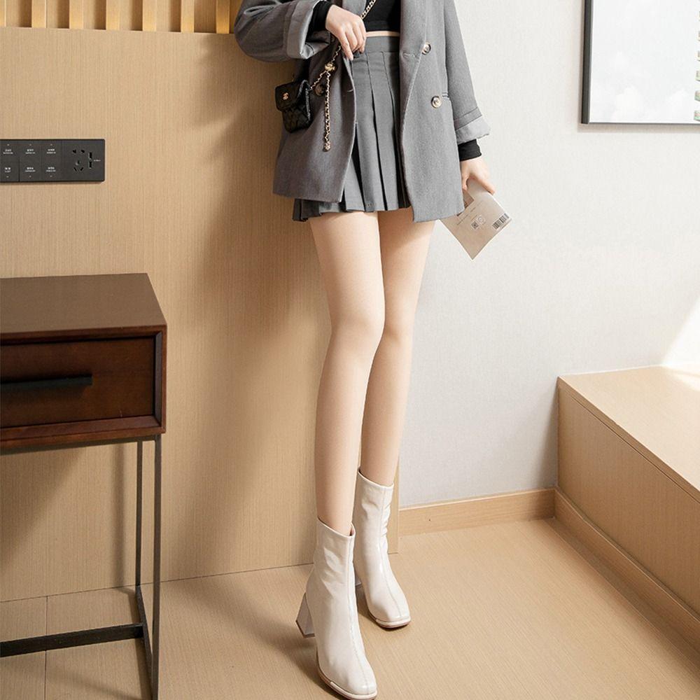 Двухслойные термочулки с высокой талией, зимние колготки, женские чулки, артефакт для голых ног