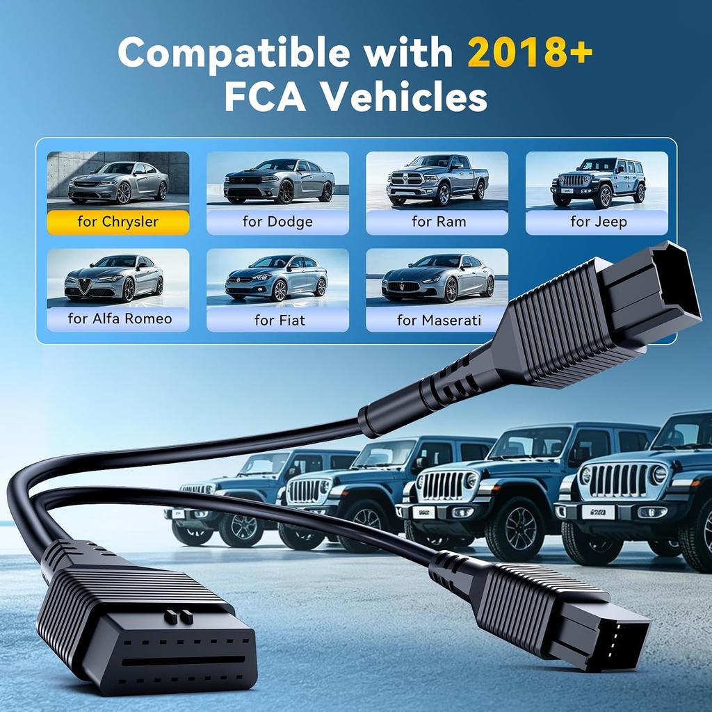 THINKCAR 12+8-контактный разъем-адаптер OBD2 для Chrysler, Кабель для обхода шлюза безопасности для автомобилей FCA SGW для диагностики, Работает со всеми OBD2