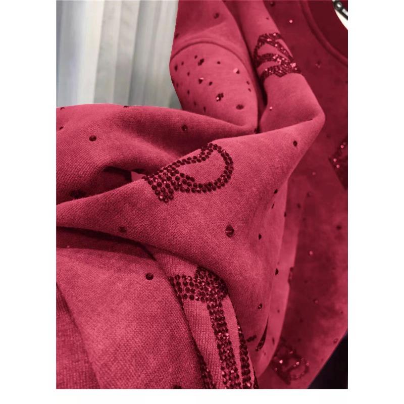 Горячая дрель Толстовка женская плюс размер подбитый утолщенный круглый вырез светлый роскошный корона длинный рукав топ