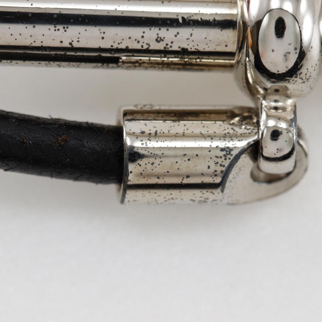 HERMES Grenan Bracelet Black / SilverHardware leather/metallic 22g unisex Used