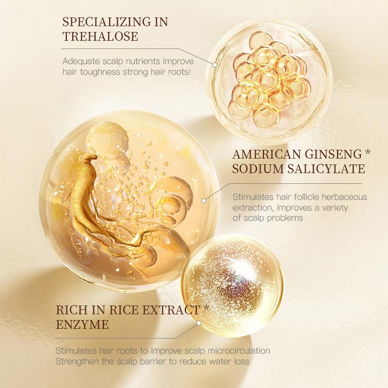 450 мл / 15,22 жидких унций Американский натуральный женьшень, контролирующий жирность волос, шампунь, улучшение фолликулов, эластичность волос, питание, фермент, трегалоза, решение для ухода за волосами