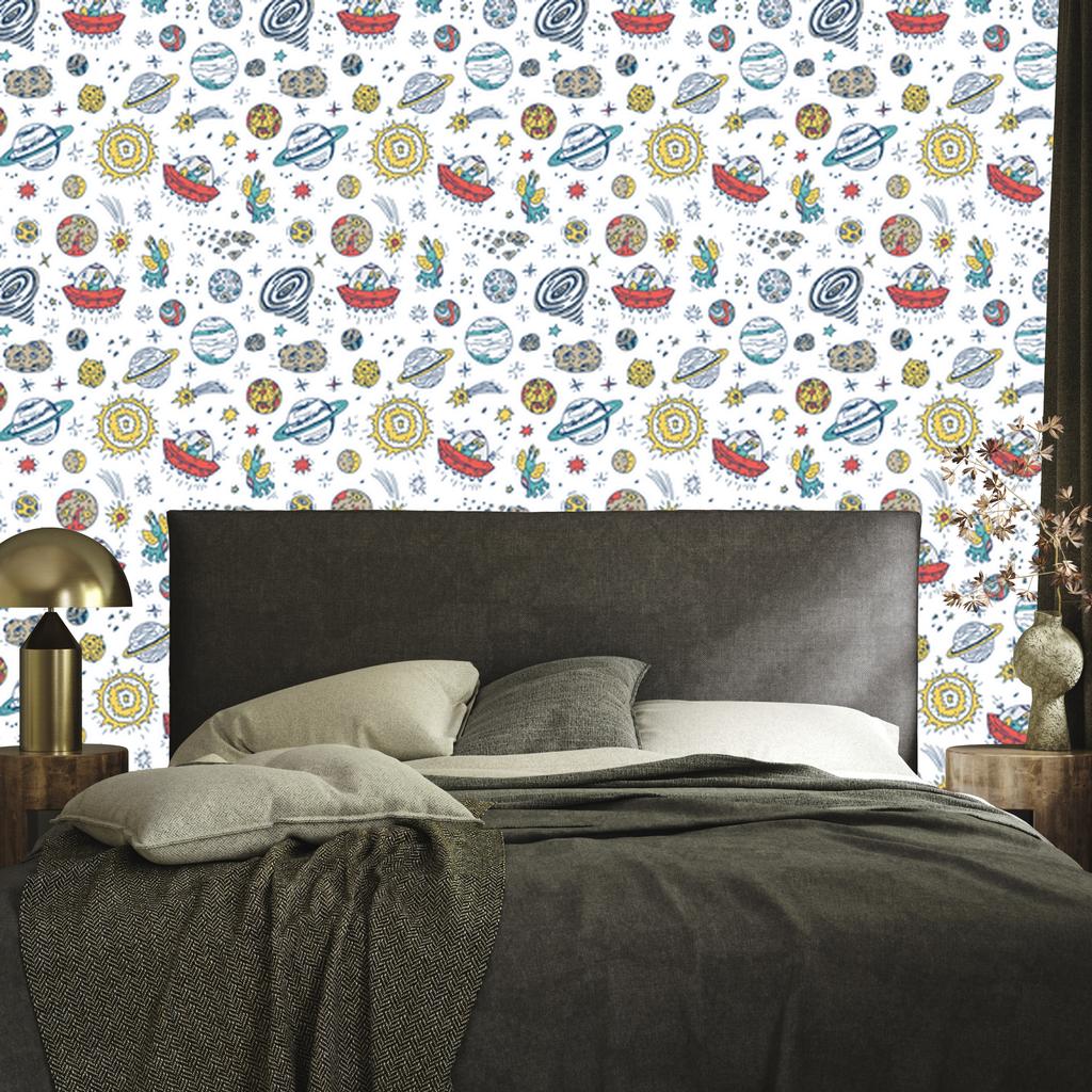 Planets, stars and UFO wallpaper for living room and bedroom 50x1000