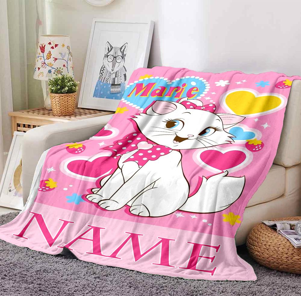 Custom Name Cat Love Flannel Blanket Throw Blanket Soft Warm Sofa Bed Decor Unique Gift