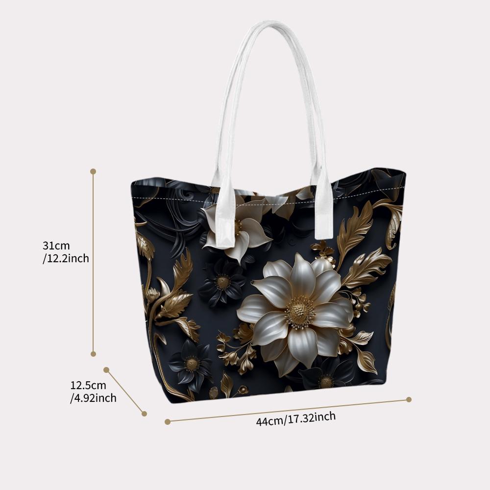 Elegant Floral Print Women's Fashion Tote Bag for Daily Shopping Commute