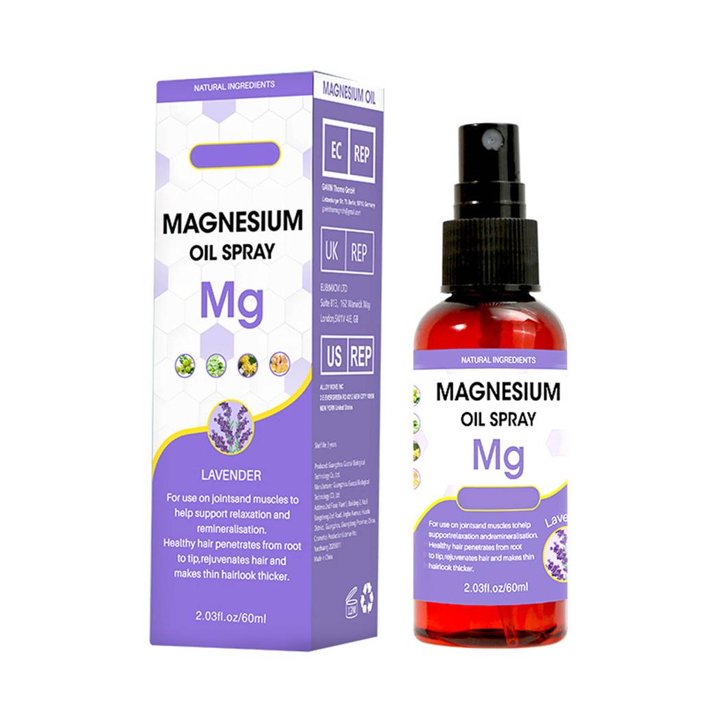 Magnesium Oil Spray Body Relaxation Lavender Improve Sleep Muscle Pain Magnesium Oil Body Spray,60ML