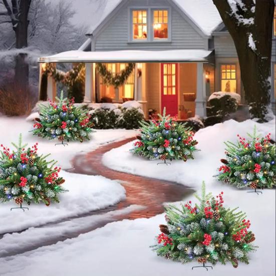 Дюймовый Подсвеченный Искусственный Рождественский Наполнитель для Урны Работающий от Батареек Предварительно Подсвеченный Рождественский