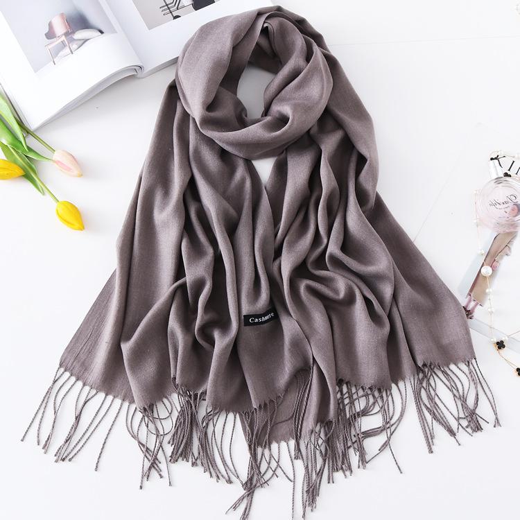 2024 Autumn And Winter New Solid Color Extended Thin Imitation Cashmere Scarf Versatile Warm Neck Protection Scarf Shawl For Women