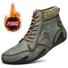 Модная кожаная мужская обувь Мужская повседневная обувь Кроссовки Высокие западные ботильоны Водонепроницаемые Зимние с мехом Супер теплые Снежные ботинки
