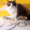 Набор приподнятых керамических мисок для кошек, средство против рвоты, защита шейных позвонков, красочные узоры — Товары для домашних животных