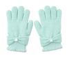 Knit Gloves for Fleece Ages [Arisana] Kids' Girls, Five-Finger, Junior, Lining, Plain, Ribbon, Mint, 6-12