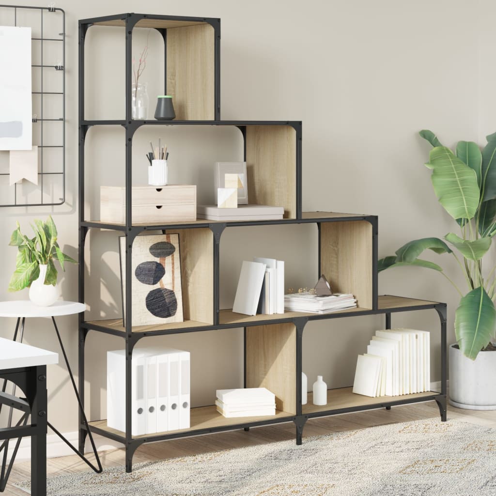 Bookshelf 4 Tiers Sonoma Oak 139x33.5x149 cm Engineered Wood