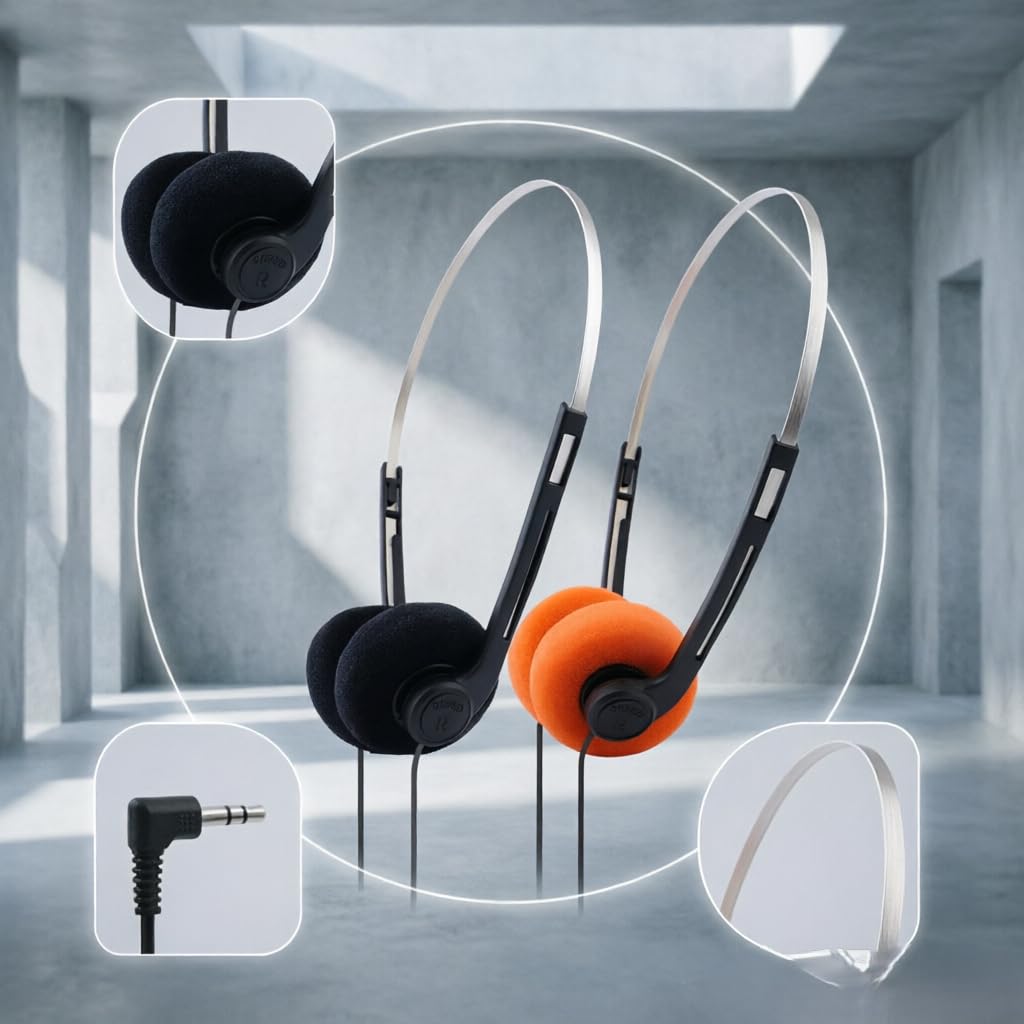 Retro Vintage Feel Retro Lightweight Stereo Earphone Walkman for Most Mobile Phone Playback Headphones and "Orange Over-Ear Headphones, Headphones,