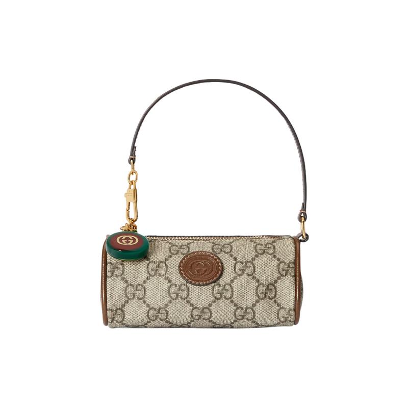 Gucci Interlocking G charm zipper closure canvas and leather canvas bag handbag mini men's brown