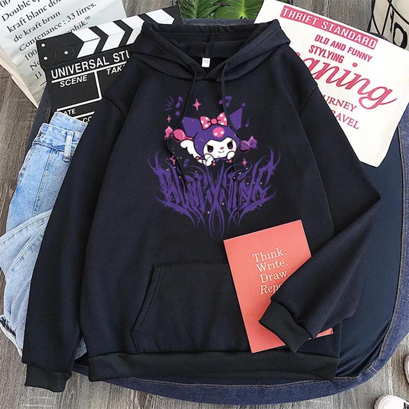 Японское аниме Sanrio Kuromi милое женское худи студенческая толстовка Y2K весна и осень для спорта и отдыха на открытом воздухе пуловер