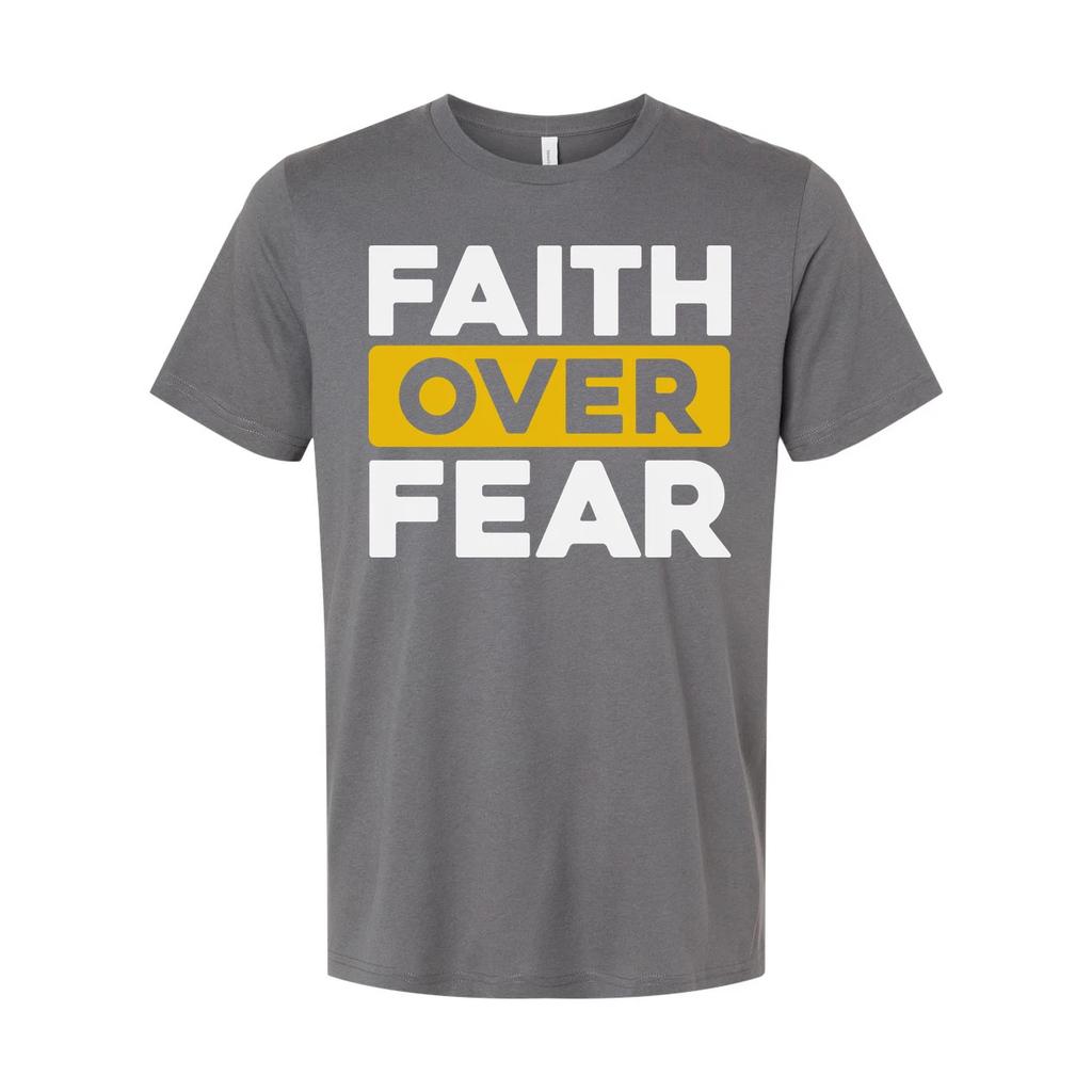 Faith Over Fear Unisex T Shirt With Bold Yellow Highlight On Over For Christian